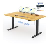 FLEXISPOT Bureau électrique réglable en hauteur 160x80cm 100KG de charge, double moteur, 4 fonctions de mémoire, plateau monobloc de 25mm (érable)