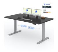 FLEXISPOT Bureau électrique réglable en hauteur 160x80cm Capacité de charge 100KG, double moteur, 4 fonctions de mémoire, plateau monobloc 25mm (Noir)