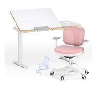 FLEXISPOT Bureau Enfant et Chaise, Bureau Assis Debout Réglable 56-88 cm avec Plateau Réversible, 3 Positions Mémoire, Écran LED, Sécurité & Anti-Collision, 110×52 cm, pour Étude & Chambre