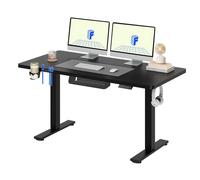 FLEXISPOT Bureau réglable en hauteur 140x60cm électrique 4 Fonction mémoire, protection anti-collision, capacité de charge 70kg, crochet, gestion des câbles(Noir)