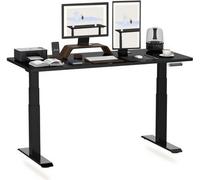 FLEXISPOT Bureau réglable en hauteur 140x80cm 2 moteurs, capacité de charge 160kg, protection anti-collision, plateau monobloc 25mm, 4 mémoires Noir