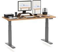 FLEXISPOT Bureau réglable en hauteur 140x80cm 2 moteurs, capacité de charge 160kg, protection anti-collision, plateau monobloc 25mm, 4 mémoires érable
