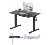 FLEXISPOT Bureau réglable en hauteur Basic 100x60cm avec gestion des câbles et crochets - Pupitre assis/debout ergonomique avec plateau monobloc Black