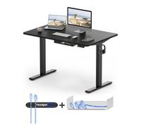 FLEXISPOT Bureau réglable en hauteur Basic 120x60cm avec gestion des câbles et crochets- Pupitre assis/debout ergonomique avec plateau monobloc Black
