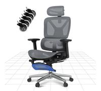 FLEXISPOT C7 Pro Chaise de Bureau Ergonomique avec Repose-Pieds et roulettes à Lame, Accoudoirs 3D, Chaise Bureau Gaming Réglable en Hauteur avec Appuie-tête et Soutien Lombaire Indépendant, Gris