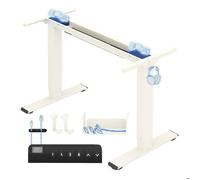 FLEXISPOT Bureau Assis Debout Électrique à 2 Moteurs Charge 100kg, Bureau Réglable en Hauteur en Acier avec Panneau Smart à Fonctions Mémoires, Système Anti-Collision, Mousse Blanche