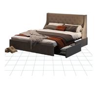 FLEXISPOT Cadre de Lit Rembourré avec Tête de Lit et Lattes en Bois Robustes, Sans Sommier, Idéal pour Ados et Enfants