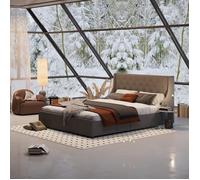 FLEXISPOT Cadre de Lit Rembourré avec Tête de Lit et Lattes en Bois Robustes, Sans Sommier, Idéal pour Ados et Enfants, Gris