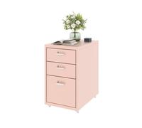 FLEXISPOT Caisson à roulettes Armoire de bureau avec 3 tiroirs, armoire à dossiers métallique Commode avec roulettes, armoire basse pour la maison et le bureau (rose)