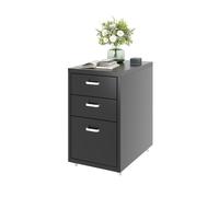 FLEXISPOT Caisson à roulettes Armoire de bureau avec 3 tiroirs, armoire à dossiers métallique Commode avec roulettes, armoire basse pour la maison et le bureau (Noir)