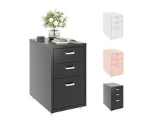FLEXISPOT Caisson de Bureau Mobile, Armoire sur roulettes avec 3 Tiroirs, Rangement pour Documents et Papeterie, pour Bureau et Maison (Noir)