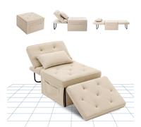 FLEXISPOT Canapé-lit Lit pliant Canapé-lit 4 en 1 Canapé individuel Chaise Fauteuil-lit Tabouret pliant avec dossier réglable en 5 positions et coussin