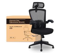 FLEXISPOT Chaise Bureau Ergonomique avec Appuie-tête 3D, Dossier Réglable en Hauteur, Accoudoirs Relevables en PU, Assise en Maille en Form de W, Dossier Réglable à 135°et Charge 180kg, Noir