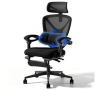 FlexiSpot Chaise de Bureau Ergonomique Appui-tête 3D Chaise avec Auto-accoudoirs et Soutien Lombaire Indépendant en C Noir