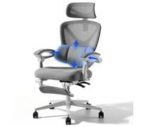 FlexiSpot Chaise de Bureau Ergonomique Appui-tête 3D Chaise avec Auto-accoudoirs et Soutien Lombaire Indépendant en C Gris