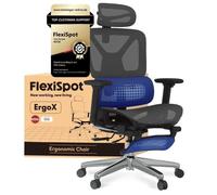 FlexiSpot Chaise de bureau Ergonomique avec Repose-pieds, Appui-tête 3D, Accoudoirs 3D et Support Lombaire 5D, en Maille Gris