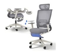 FlexiSpot Chaise de Bureau Ergonomique Chaise Pliante avec Support Lombaire Appui-Tête 2D Chaises avec Repose-Pieds Gris