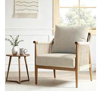 FLEXISPOT Chaise Décorative Tissée à la Main, Chaise Polyvalente d'intérieur/extérieur avec Coussin Confortable, Conception Respirante, Beige