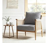 FLEXISPOT Chaise Décorative Tissée à la Main, Chaise Polyvalente d'intérieur/extérieur avec Coussin Confortable, Conception Respirante, Gris