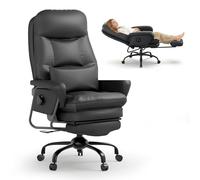 FLEXISPOT Cloudrest Chaise Ergonomique 3-en-1 Relax & Bureau, Inclinable à 165°, Repose-Pieds Rétractable, Coussin Confort PU Épais, Hauteur Réglable, Idéale pour Le Travail et la Sieste, Noir