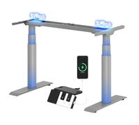 FLEXISPOT CylineX Pro Bureau Assis Debout avec Double Moteur, Cadre de Bureau Assis Debout avec Panneau à Touches Piano, Charge 200kg, Système Anti-Collision,Pied de Table Rond, Gris