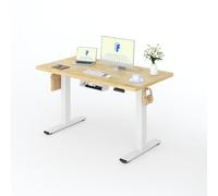 FLEXISPOT E1 Pro Bureau Assis Debout 140x80cm, 2 Moteurs, Bois d'hévéa | Plateau monobloc 25mm, Charge 120kg, Système Anti-collision, Fonctions 4 Mémoires & Accessoires Pratiques, Garantie 10 ans