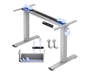 FLEXISPOT E1 Pro Bureau Assis Debout Électrique à 2 Moteurs | Cadre de Bureau Assis-Debout avec Panneau Smart à Fonctions Mémoires,Accessoires Pratiques,Système Anti-collision, Gris