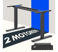 FlexiSpot E1 Pro Bureau réglable en hauteur, double moteur 100 kg de capacité de charge 4à mémoire anti-collision Piètement de table électrique(Noir)