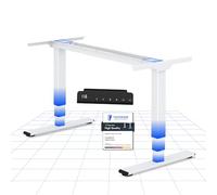 FLEXISPOT EC5 Lite Bureau Assis Debout Électrique à 2 Moteurs,Piétement à 3 Colonnes, Charge 100kg,Bureau Réglable en Hauteur en Acier avec Panneau Smart à Fonctions Mémoires,Blanc