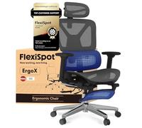 FLEXISPOT ErgoX Chaise Bureau avec Repose-Pieds, Accoudoirs 3D, Chaise de Bureau Ergonomique en Maille Pivotante, Réglable en Hauteur avec Appuie-tête et Soutien Lombaire Indépendant, Gris
