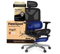 FlexiSpot ErgoX Chaise de Bureau avec Repose-Pieds, Accoudoirs 3D, Appuie-tête 3D et Soutien Lombaire 5D Indépendant, en Maille Noir