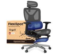 FLEXISPOT ErgoX Lite Chaise Bureau avec Repose-Pieds, Accoudoirs 3D, Chaise Ergonomique en Maille Pivotante, Réglable en Hauteur avec Appuie-tête et Soutien Lombaire Indépendant, Gris