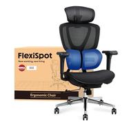 FLEXISPOT ErgoX Max Chaise de Bureau Ergonomique, Chaise de Bureau avec Support Lombaire, Appui-tête 3D et Profondeur d'assise Réglable, Dossier Inclinable en 3 Positions et Réglable en Hauteur, Noir