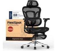 FlexiSpot ErgoX Max Chaise Ergonomique avec Repose-Pieds, Capacité 300 kg, avec Appui-tête 4D et Accoudoirs 5D,Dossier Intégré Noir