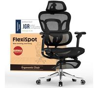 FLEXISPOT ErgoX Max Chaise Ergonomique, Capacité 300kg, avec Appui-tête 4D et Accoudoirs 5D, Dossier Intégré et Soutien Lombaire, Chaise de Bureau avec Repose-Pieds pour Multi-scénario, Noir