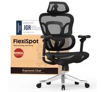 FLEXISPOT ErgoX Max Chaise Ergonomique, Capacité de 300kg, avec Appui-tête 4D et Accoudoirs 5D, Dossier Intégré et Soutien Lombaire, Chaise de Bureau pour Le Bureau et Les Jeux, Noir