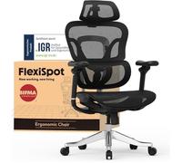 FlexiSpot ErgoX Max Chaise Ergonomique, Capacité de 300kg, avec Appui-tête 4D et Accoudoirs 5D, Dossier Intégré et Lombaire, Noir