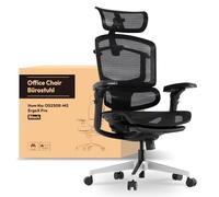 FLEXISPOT ErgoX Pro Chaise de Bureau Ergonomique avec Repose-Pieds, Réglage en Hauteur à 12 Niveaux, Accoudoirs 7D, Soutien Lombaire 5D, Appui-tête 4D, Charge 250 kg et Assise Maille Respirante,Noir