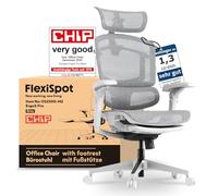 FLEXISPOT ErgoX Pro Chaise de Bureau Ergonomique avec Repose-Pieds, Réglage en Hauteur à 12 Niveaux, Accoudoirs 7D, Soutien Lombaire 5D, Appui-tête 4D, Charge 250 kg et Assise Maille Respirante,Gris