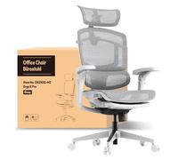 FLEXISPOT ErgoX Pro Chaise de Bureau Ergonomique avec Repose-Pieds, Réglage en Hauteur à 12 Niveaux, Accoudoirs 7D, Soutien Lombaire 5D, Appui-tête 4D, Charge 250 kg et Assise Maille Respirante,Gris