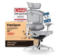 FlexiSpot ErgoX Pro Chaise de Bureau Ergonomique Charge 250 kg, Réglage à 12 Niveaux, Accoudoirs 7D,Lombaire 5D, Maille, Gris