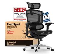 FLEXISPOT ErgoX Pro Chaise de Bureau Ergonomique, Charge 250kg | Réglage en Hauteur à 12 Niveaux,Accoudoirs 7D, Soutien Lombaire 5D, Appui-tête 4D, Assise Maille Respirante,Noir