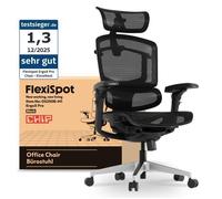 FlexiSpot ErgoX Pro Chaise de Bureau Ergonomique, Réglage en Hauteur à 12 Niveaux, Accoudoirs 7D, Charge de 250 kg, Maille,Noir