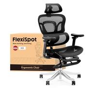 FLEXISPOT ErgoX Pro Max Chaise Ergonomique, Capacité 300kg, avec Appui-tête 4D et Accoudoirs 5D, Dossier Intégré et Soutien Lombaire, Chaise de Bureau avec Repose-Pieds pour Multi-scénario, Noir