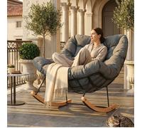 FlexiSpot Fauteuil à bascule, Intérieur / Extérieur, Coussin épais rembourré, Fauteuil Papasan, Chaise Longue Salon ou Jardin, Gris