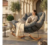FLEXISPOT Fauteuil à Bascule,Rocking Chair avec Coussin de Tête | Fauteuil Relax avec Revêtement Imperméable, Fauteuil Rembourré jusqu'à 159 kg, pour Salon, Chambre, Balcon, Gris