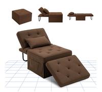 FlexiSpot Fauteuil Convertible, 4 en 1, avec Fonction lit, lit d'appoint, avec Dossier réglable, Charge maximale de 300 kg, Kaki