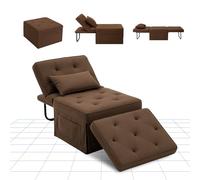 FLEXISPOT Fauteuil Convertible, 4 en 1, avec Fonction lit, lit d'appoint, avec Dossier réglable, Convient pour Salon, Chambre à Coucher, Balcon, Charge maximale de 300 kg, Kaki