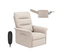 FLEXISPOT Fauteuil de Relaxation, Fauteuil Inclinable avec Dossier Réglable 105°-155°, Fauteuil TV Électrique pour Chambre, Salon et Home cinéma, Blanc crème
