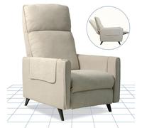 FLEXISPOT Fauteuil de relaxation Fauteuil TV avec fonction chaise longue, idéal pour les petits appartements, fauteuil TV réglable, fauteuil de relaxation, fauteuil rembourré (beige)